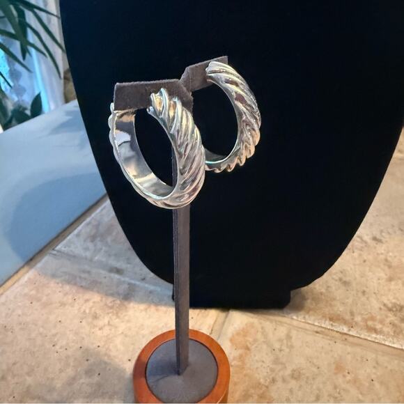 Simon Sebbag 925 Sterling Silver Hoop Earrings - Picture 4 of 15